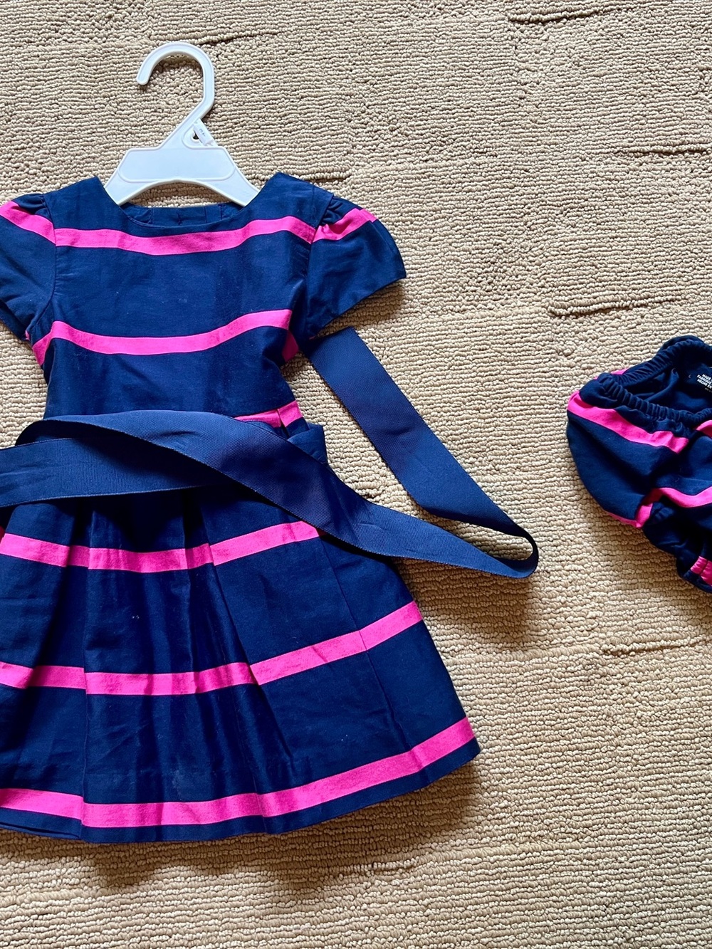 Ralph Lauren Navy and Hot Pink Striped Dress